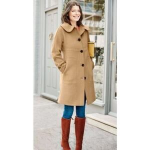 Boden Women's PYM Wool Pea Coat in Camel - Size 8R